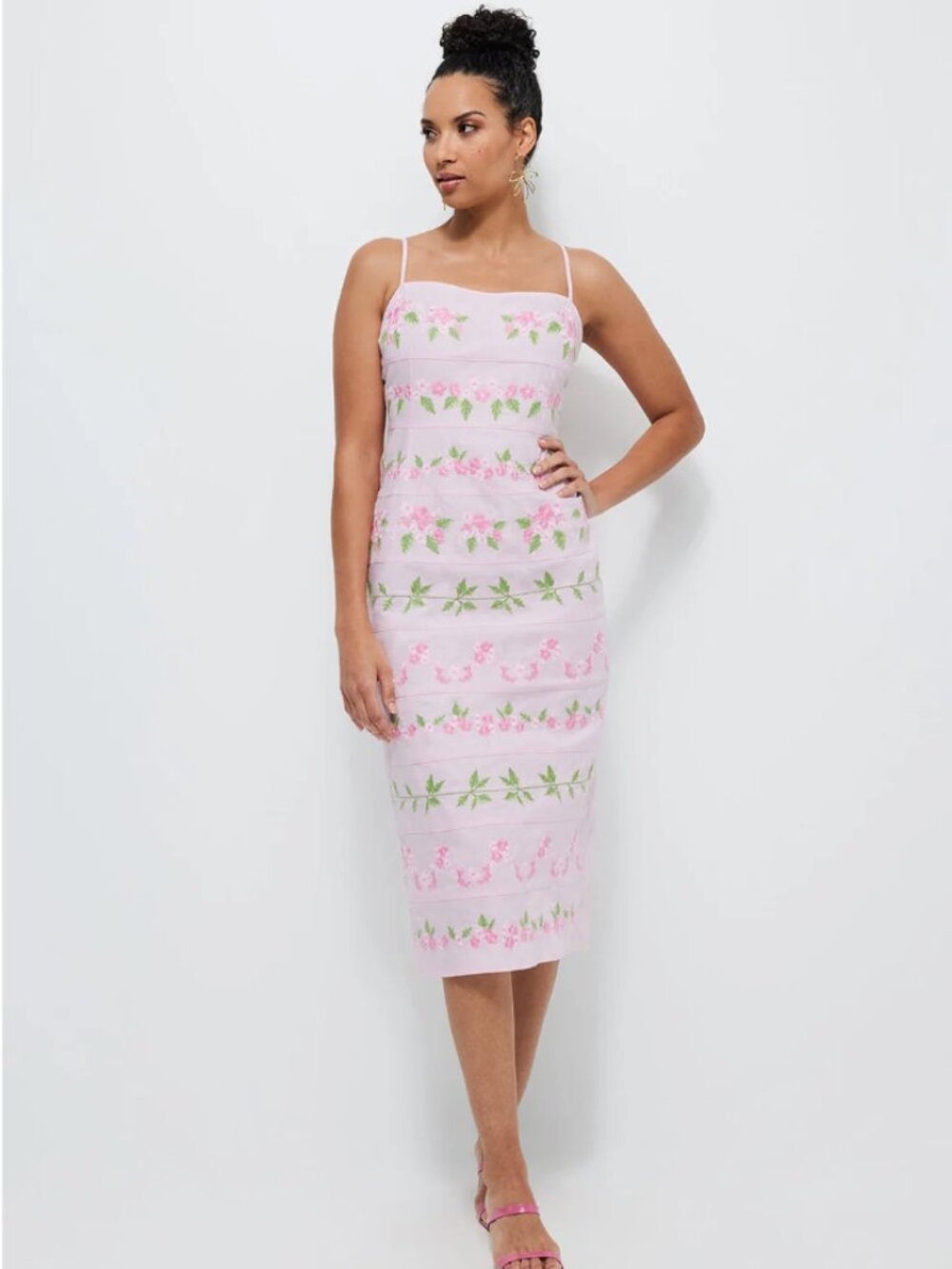 NWT Fanm Mon Nuray pink embroidered slip dress, size S